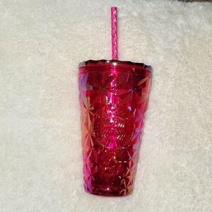 Starbucks Ruby Prism Geometric 160z Tumbler with Straw